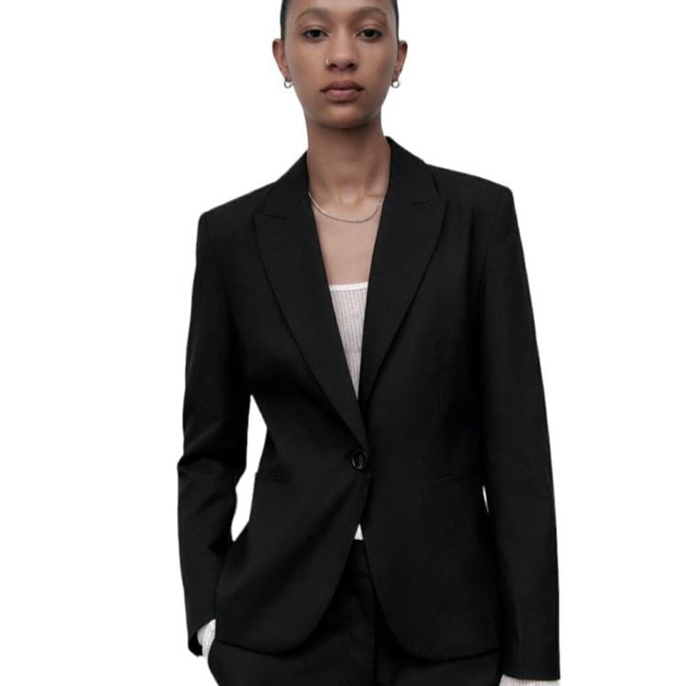 ZARA BASIC BLAZER BLACK SIZE 12 | 8372/380/800
